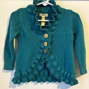Girl Matilda Jane Teal Ruffled Cardigan sz 12-18 months